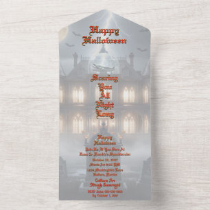 Halloween-Haus mit Frankie, dunkelgrau All In One Einladung