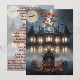Halloween-Haus mit Frankie, dunkelgrau Einladung