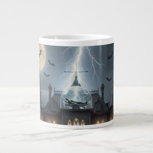 Halloween-Haus mit Frankie, dunkelgrau Jumbo-Tasse