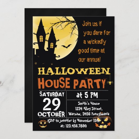 Halloween-Haus-Party Einladung (Vorne/Hinten)