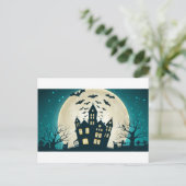 Halloween-Haus Postkarte (Stehend Vorderseite)