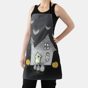 Halloween-Haus, schwarze Katzen, Fledermäuse, Kürb Schürze