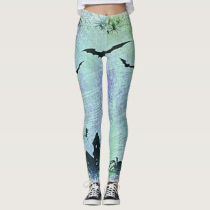 Halloween-Haus Spinnen + Fledermäuse Leggings