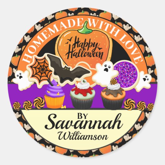 Halloween-Hausgemachte Liebe Runder Aufkleber (Vorderseite)
