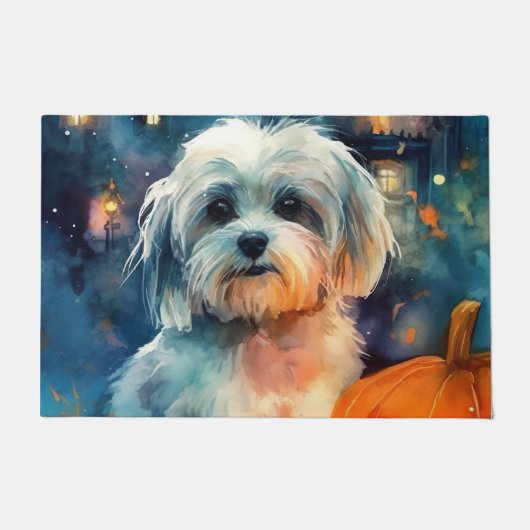 Halloween Havanese mit Pumpkins Beängstigend Fußmatte (Vorderseite)