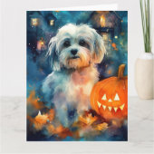 Halloween Havanese mit Pumpkins Beängstigend Karte (Vorderseite)
