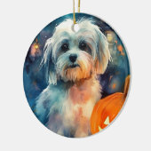 Halloween Havanese mit Pumpkins Beängstigend Keramik Ornament (Links)