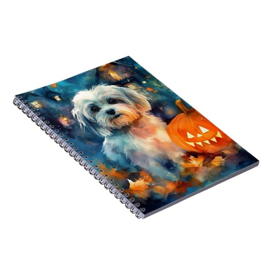 Halloween Havanese mit Pumpkins Beängstigend Notizblock (Rechte Seite)