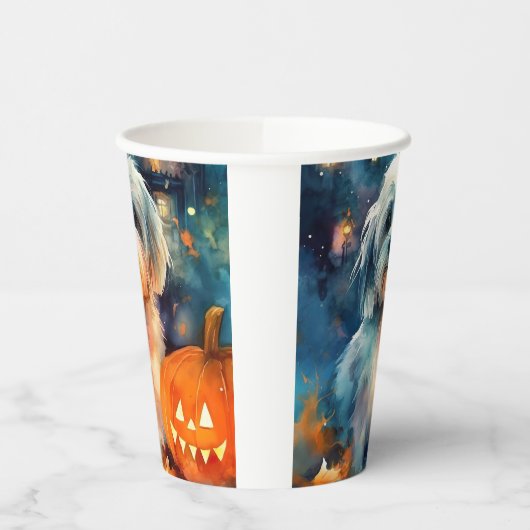 Halloween Havanese mit Pumpkins Beängstigend Pappbecher (Links)