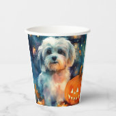Halloween Havanese mit Pumpkins Beängstigend Pappbecher (Vorderseite)