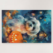 Halloween Havanese mit Pumpkins Beängstigend Puzzle (Horizontal)