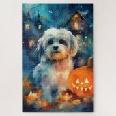 Halloween Havanese mit Pumpkins Beängstigend Puzzle (Vertikal)