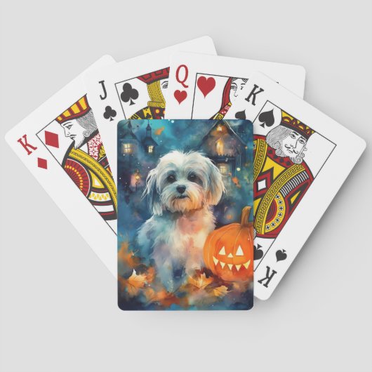 Halloween Havanese mit Pumpkins Beängstigend Spielkarten (Rückseite)