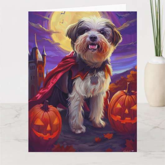 Halloween Havanese Vampire Pumpkins Beängstigend Karte (Vorderseite)