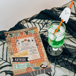 Halloween Hayride und Pumpkin Carving Einladung