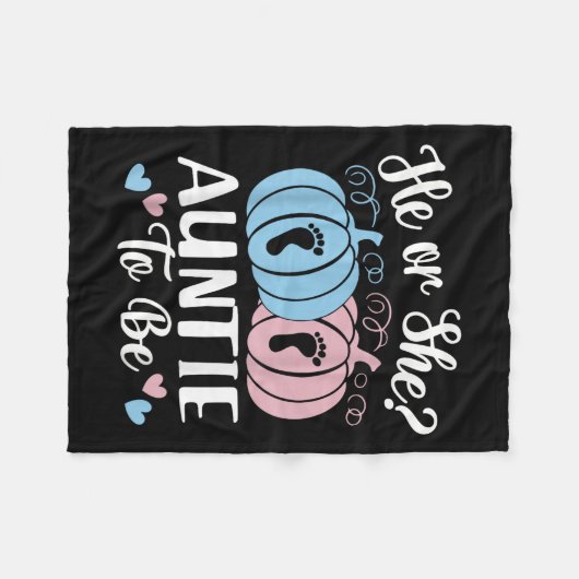 Halloween He Or She Auntie To Be Pumpkin Gender Re Fleecedecke (Vorderseite (Horizontal))