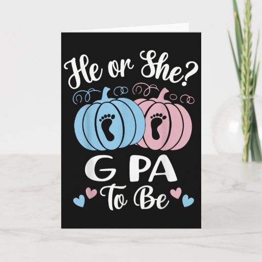 Halloween He Or She G Pa To Be Pumpkin Gender Reve Karte (Vorderseite)