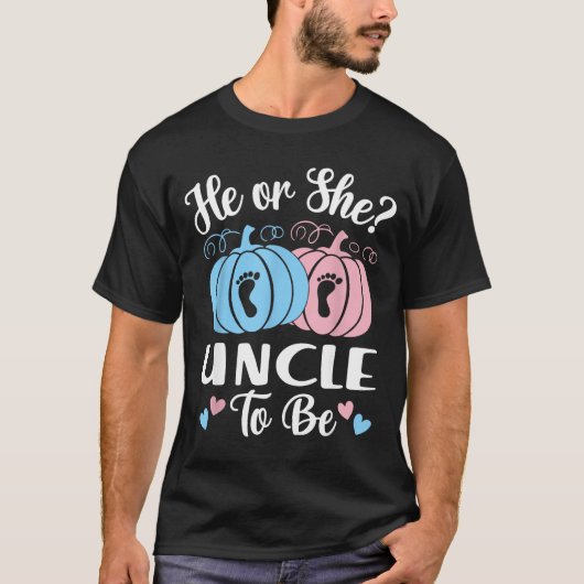 Halloween He Or She Uncle To Be Pumpkin Gender Rev T-Shirt (Vorderseite)