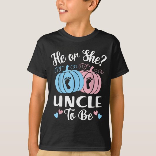 Halloween He Or She Uncle To Be Pumpkin Gender Rev T-Shirt (Vorderseite)