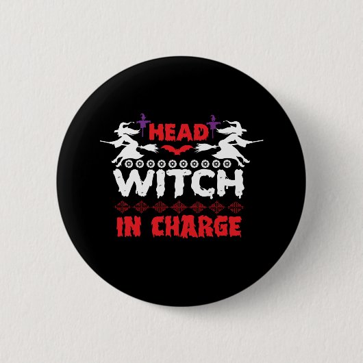 Halloween Head Hexe im Amt zum Geburtstag Button (Vorderseite)