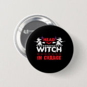 Halloween Head Hexe im Amt zum Geburtstag Button (Vorne & Hinten)
