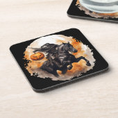 Halloween Headless Horseman mit Pumpkin Head Getränkeuntersetzer (Linke Seite)