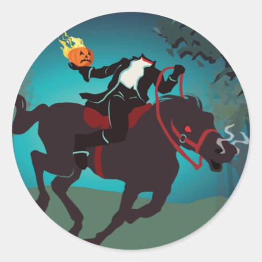Halloween Headless Horseman Runder Aufkleber (Vorderseite)