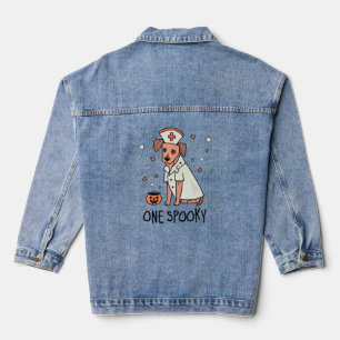 Halloween Healer Pup Ein Spooky Nurse Hund Jeansjacke
