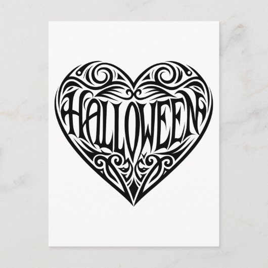 Halloween Heart, Black Heart, Holiday Postkarte (Vorderseite)