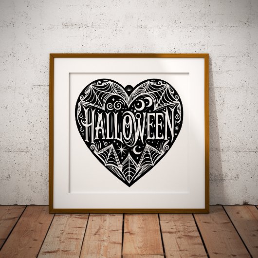 Halloween Heart, Black Heart Shape, Holiday Fotodruck