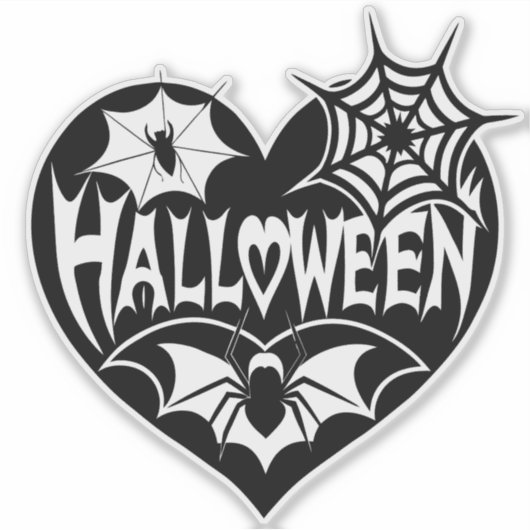 Halloween Heart, Black Heart Shape, Spider Web Aufkleber (Vorderseite)
