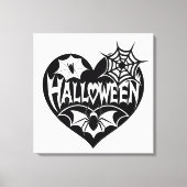 Halloween Heart, Black Heart Shape, Spider Web Leinwanddruck (Vorderseite)