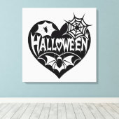 Halloween Heart, Black Heart Shape, Spider Web Leinwanddruck (Insitu (Holzboden))