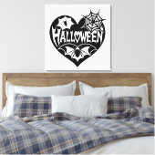 Halloween Heart, Black Heart Shape, Spider Web Leinwanddruck (Insitu (Schlafzimmer))