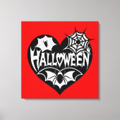 Halloween Heart, Black Heart Shape, Spider Web Leinwanddruck (Vorderseite)