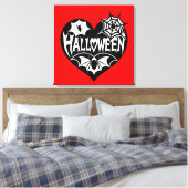 Halloween Heart, Black Heart Shape, Spider Web Leinwanddruck (Insitu (Schlafzimmer))