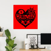 Halloween Heart, Black Heart Shape, Spider Web Poster (Heimbüro)