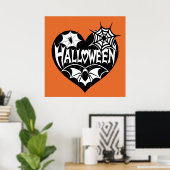 Halloween Heart, Black Heart Shape, Spider Web Poster (Heimbüro)