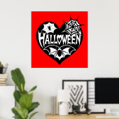 Halloween Heart, Black Heart Shape, Spider Web Poster (Heimbüro)