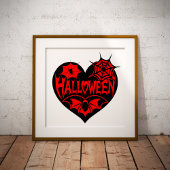 Halloween Heart, Black Heart Shape, Spider Web Poster