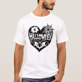 Halloween Heart, Black Heart Shape, Spider Web T-Shirt (Vorderseite)