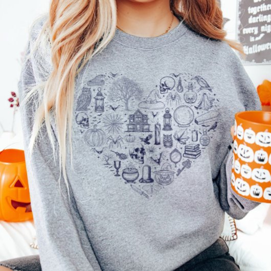 Halloween Heart Blue Spooky Doodles Sweatshirt