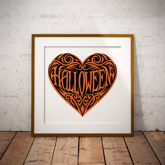 Halloween Heart, Orange Heart, Holiday Fotodruck