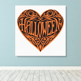 Halloween Heart, Orange Heart, Holiday Leinwanddruck