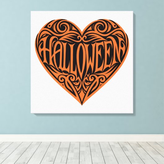 Halloween Heart, Orange Heart, Holiday Leinwanddruck (Insitu (Holzboden))