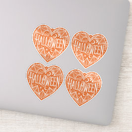 Halloween Heart, Orange Heart Shape, Holiday Aufkleber