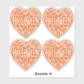 Halloween Heart, Orange Heart Shape, Holiday Aufkleber (Blatt)