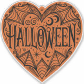 Halloween Heart, Orange Heart Shape, Holiday Aufkleber (Vorderseite)