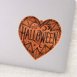 Halloween Heart, Orange Heart Shape, Holiday Aufkleber