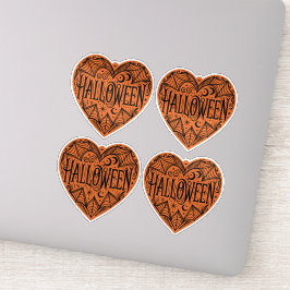 Halloween Heart, Orange Heart Shape, Holiday Aufkleber